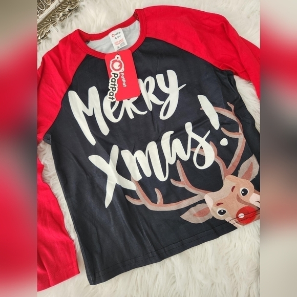 PatPat Plaid Reindeer Christmas Pajamas. Size 6-7 yr.old. New. - Picture 2 of 7
